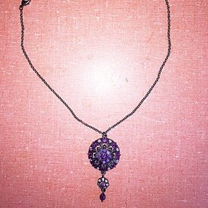 Purple rhinestone 16” necklace